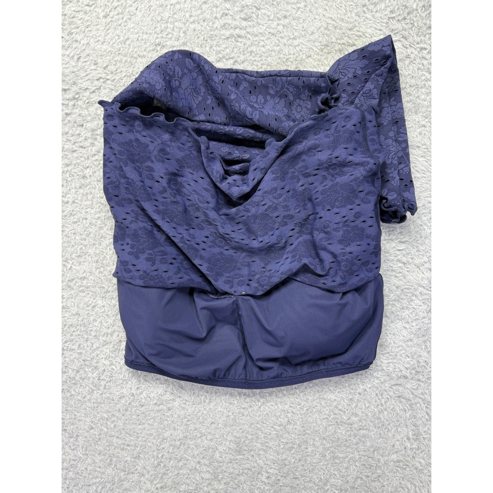 Aerie Womens‎ Real Me Lace Flowy Skort Skirt Crop Top Royal Blue Medium Coquette - Picture 8 of 15
